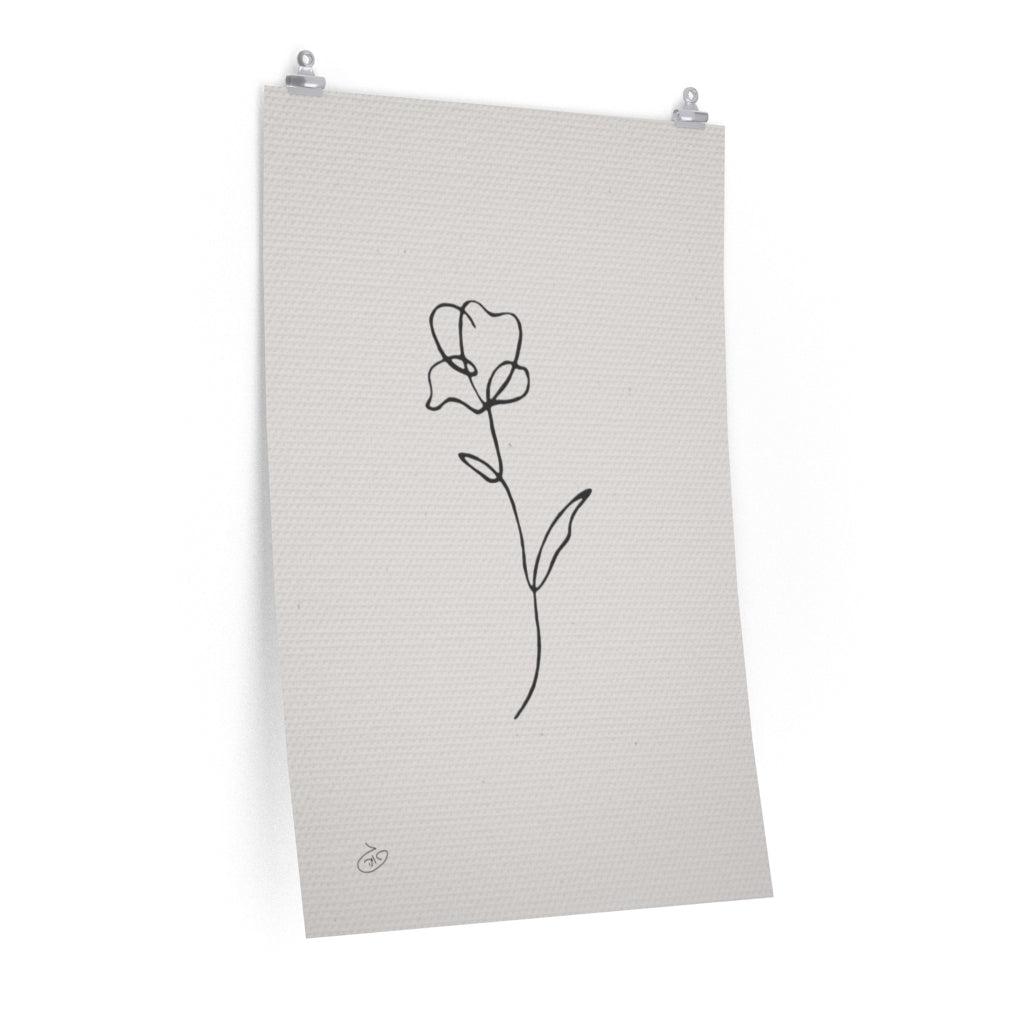 פוסטר One Line Flower - Evelin Poster ציור מקורי של גאיה המקדם את המודעות לאלימות בין בני זוג בכלל וכלפי נשים בפרט
