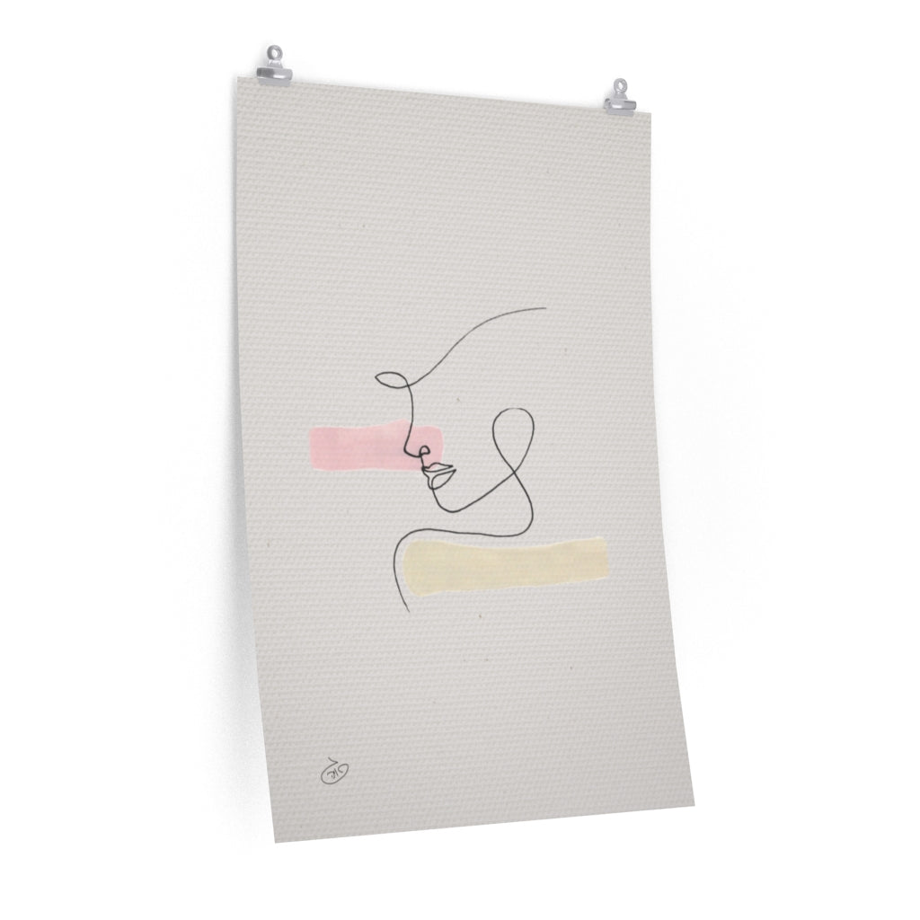 פוסטר One Line - Mon amour Poster ציור מקורי של גאיה המקדם את המודעות לאלימות בין בני זוג בכלל וכלפי נשים בפרט