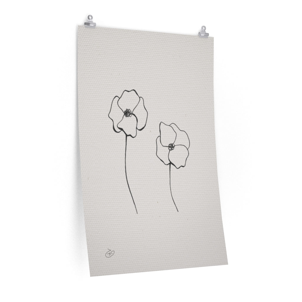 פוסטר One Line Flower - Poppy Poster ציור מקורי של גאיה המקדם את המודעות לאלימות בין בני זוג בכלל וכלפי נשים בפרט