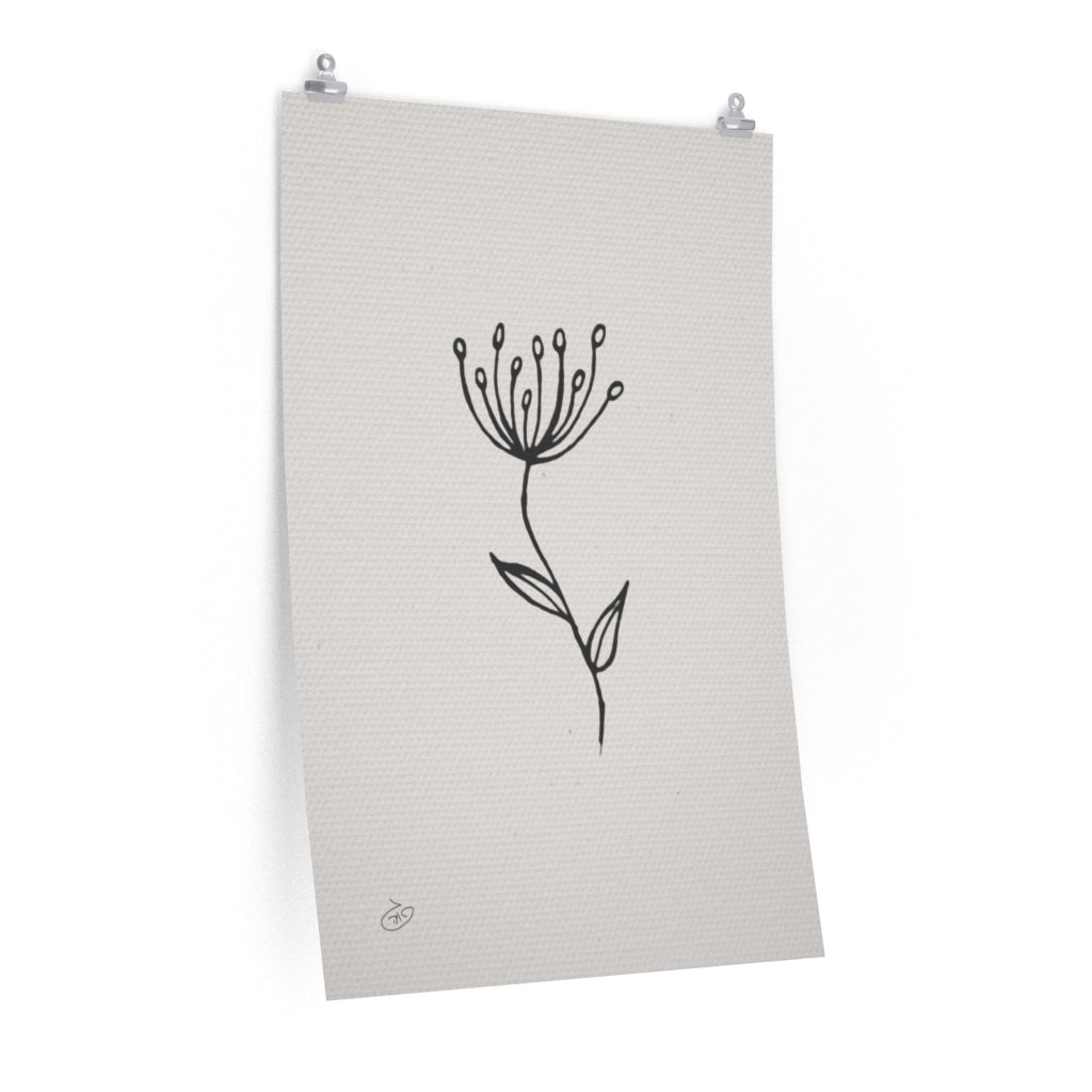 פוסטר One Line Floral - Drumsticks Poster ציור מקורי של גאיה המקדם את המודעות לאלימות בין בני זוג בכלל וכלפי נשים בפרט