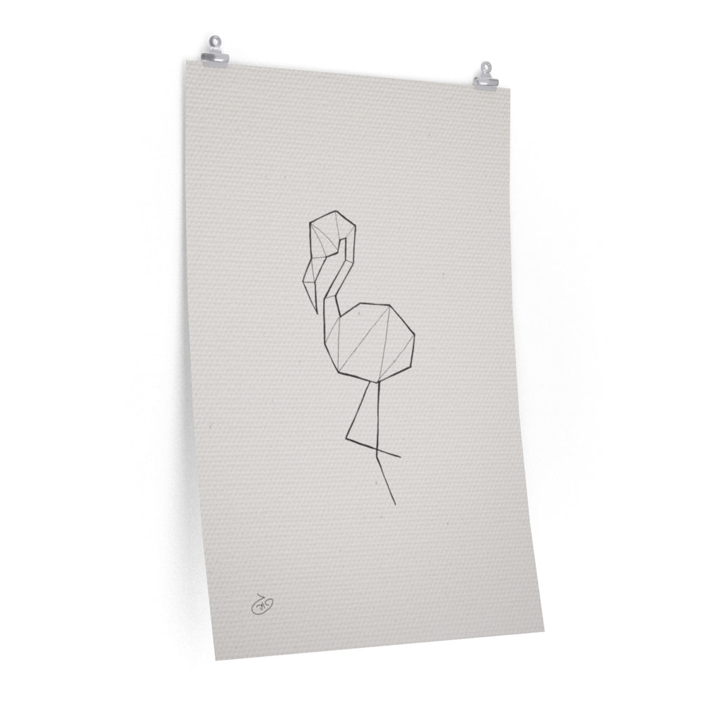 פוסטר One Line - Flamingo Poster ציור מקורי של גאיה המקדם את המודעות לאלימות בין בני זוג בכלל וכלפי נשים בפרט