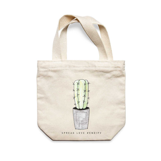 תיק צד לנשים וגברים מבד 100% כותנה טבעית בעיצוב Succulent Cactus Tote Bag מציור מקורי של גאיה