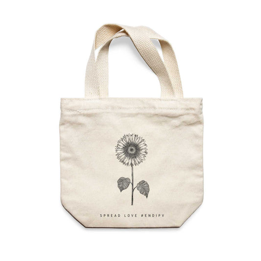 תיק צד לנשים וגברים מבד 100% כותנה טבעית בעיצוב Sunflower Flower Tote Bag מציור מקורי של גאיה