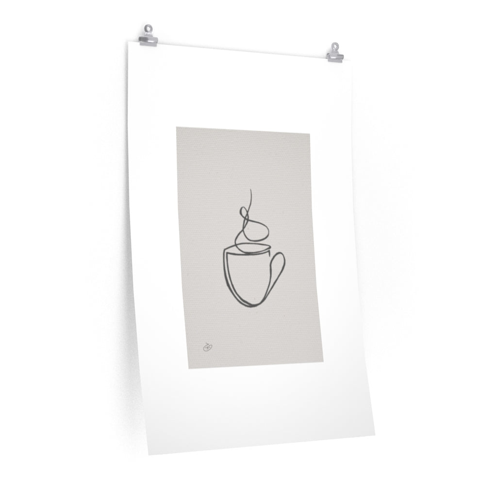 פוסטר One Line - coffee Poster ציור מקורי של גאיה המקדם את המודעות לאלימות בין בני זוג בכלל וכלפי נשים בפרט