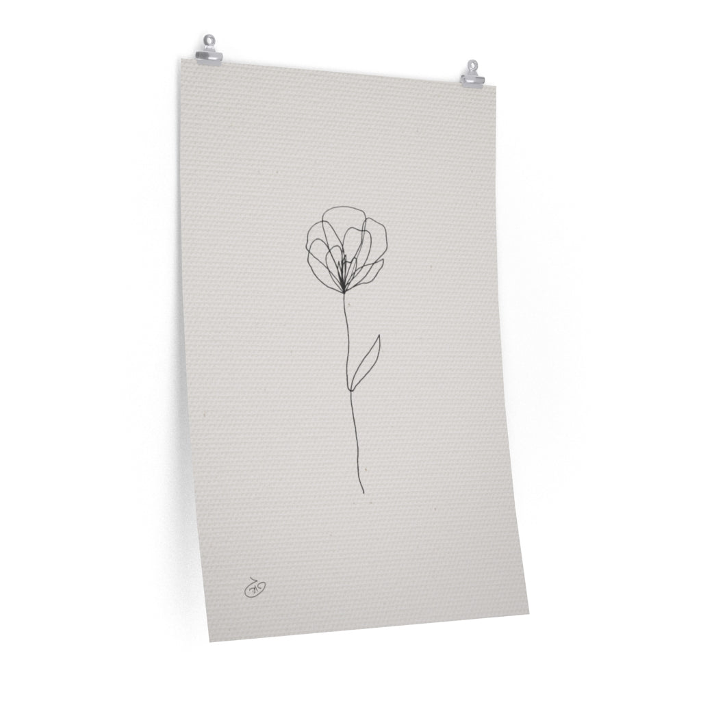 פוסטר One Line Flower - Peony Poster ציור מקורי של גאיה המקדם את המודעות לאלימות בין בני זוג בכלל וכלפי נשים בפרט