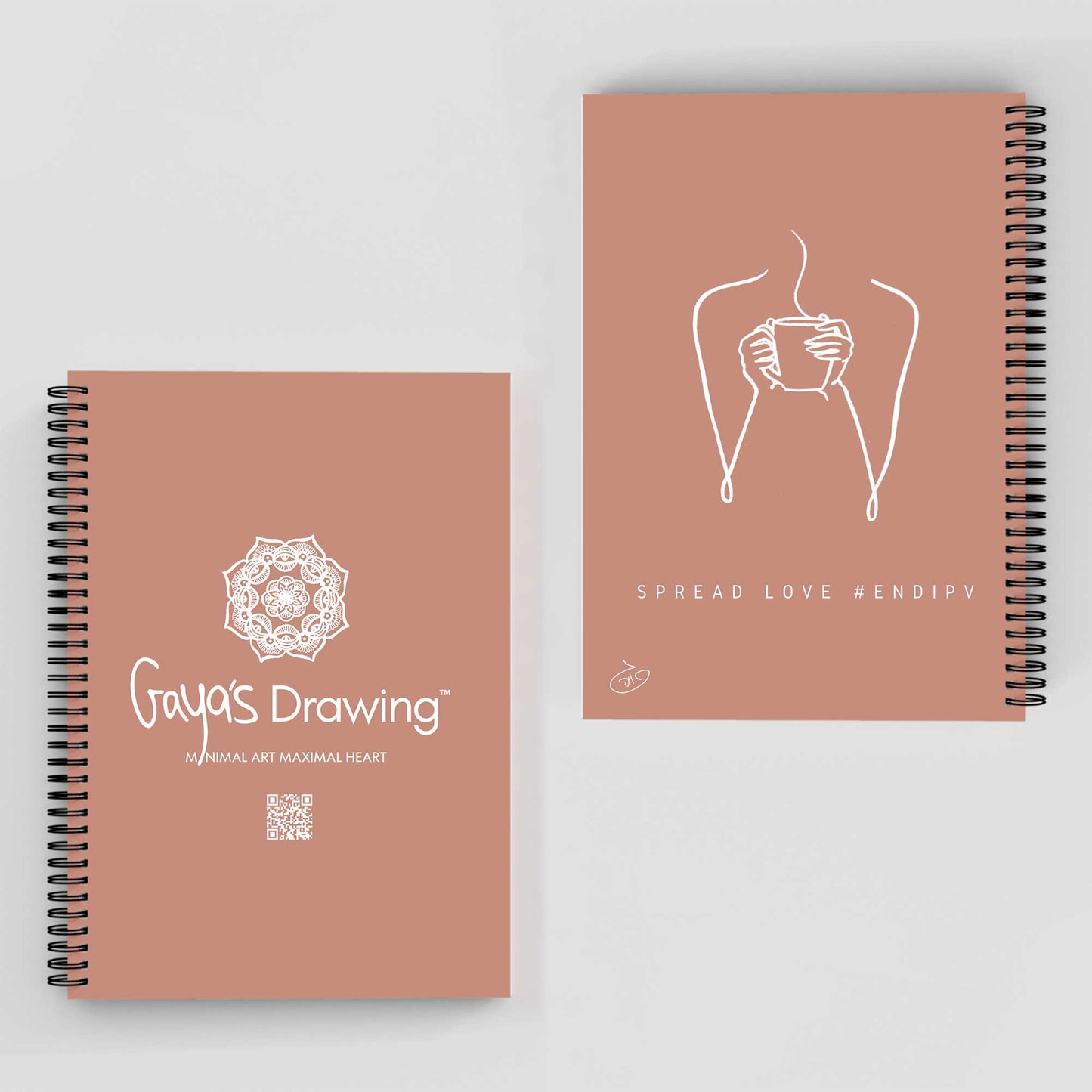 One Line - Coffee time Notebook | Gaya's Drawing | מחברת ספירלה עם הציורים של גאיה