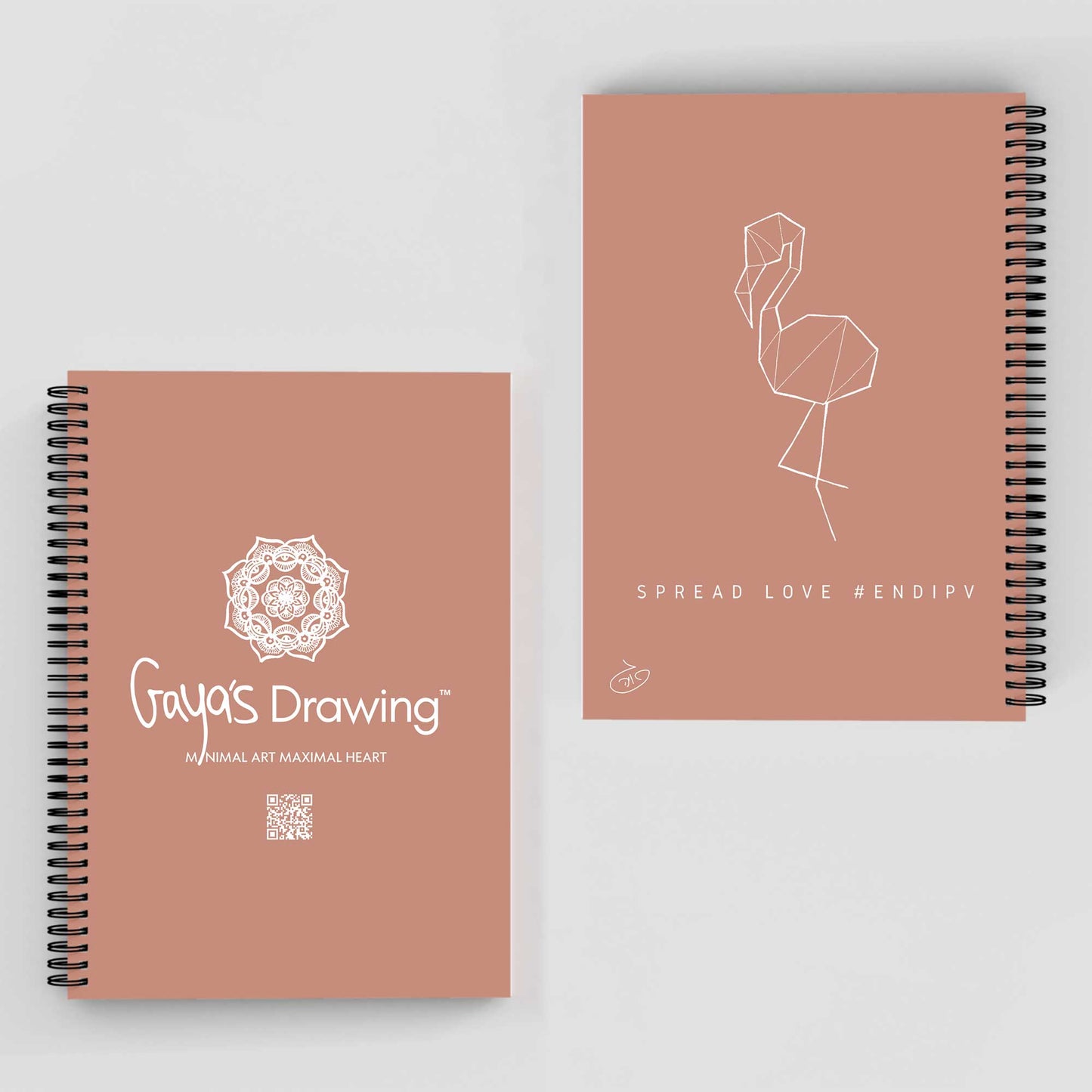 One Line - Flamingo Notebook | Gaya's Drawing | מחברת ספירלה עם הציורים של גאיה