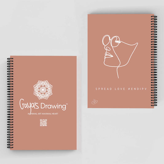 One Line Flower - Peony Notebook | Gaya's Drawing | מחברת ספירלה עם הציורים של גאיה