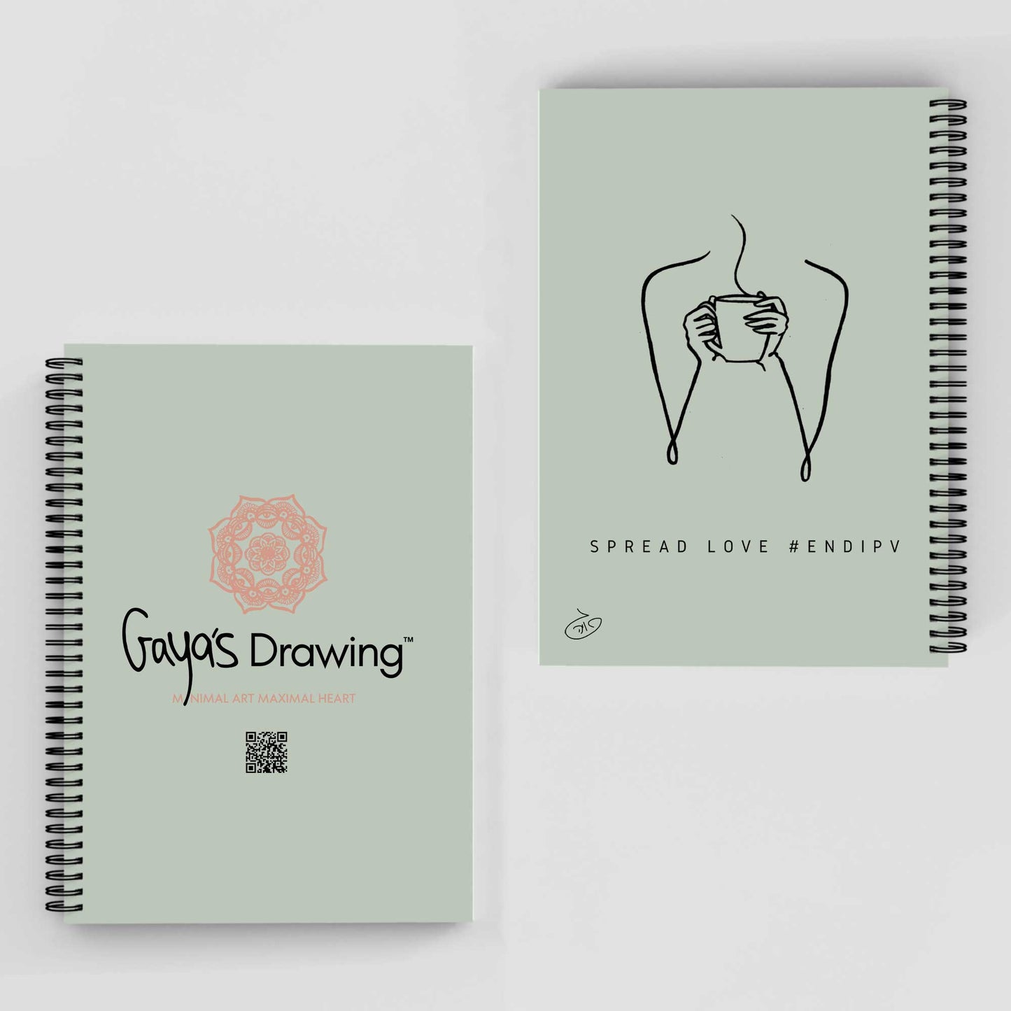 One Line - Coffee time Notebook | Gaya's Drawing | מחברת ספירלה עם הציורים של גאיה