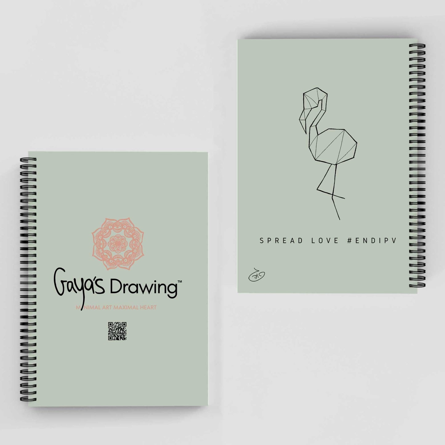 One Line - Flamingo Notebook | Gaya's Drawing | מחברת ספירלה עם הציורים של גאיה