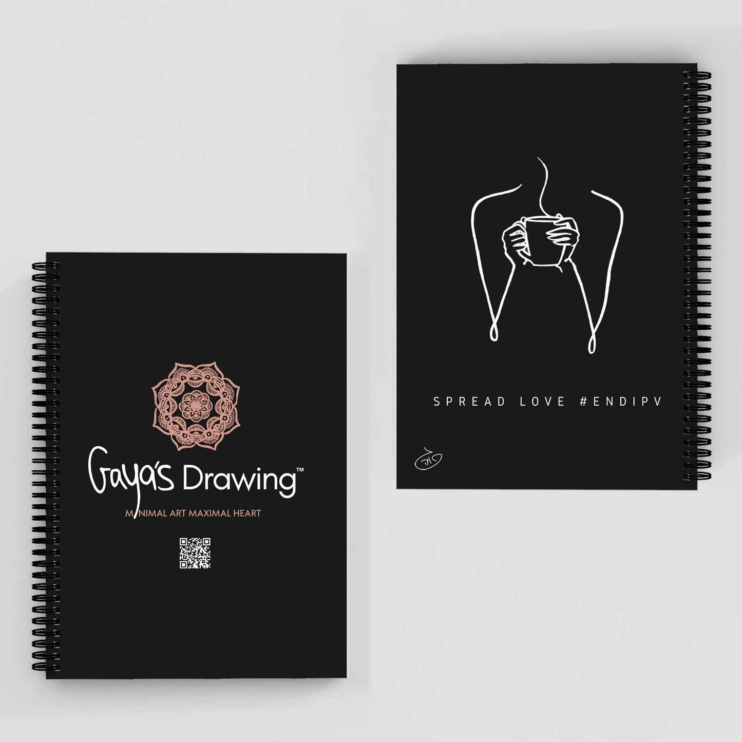 One Line - Coffee time Notebook | Gaya's Drawing | מחברת ספירלה עם הציורים של גאיה