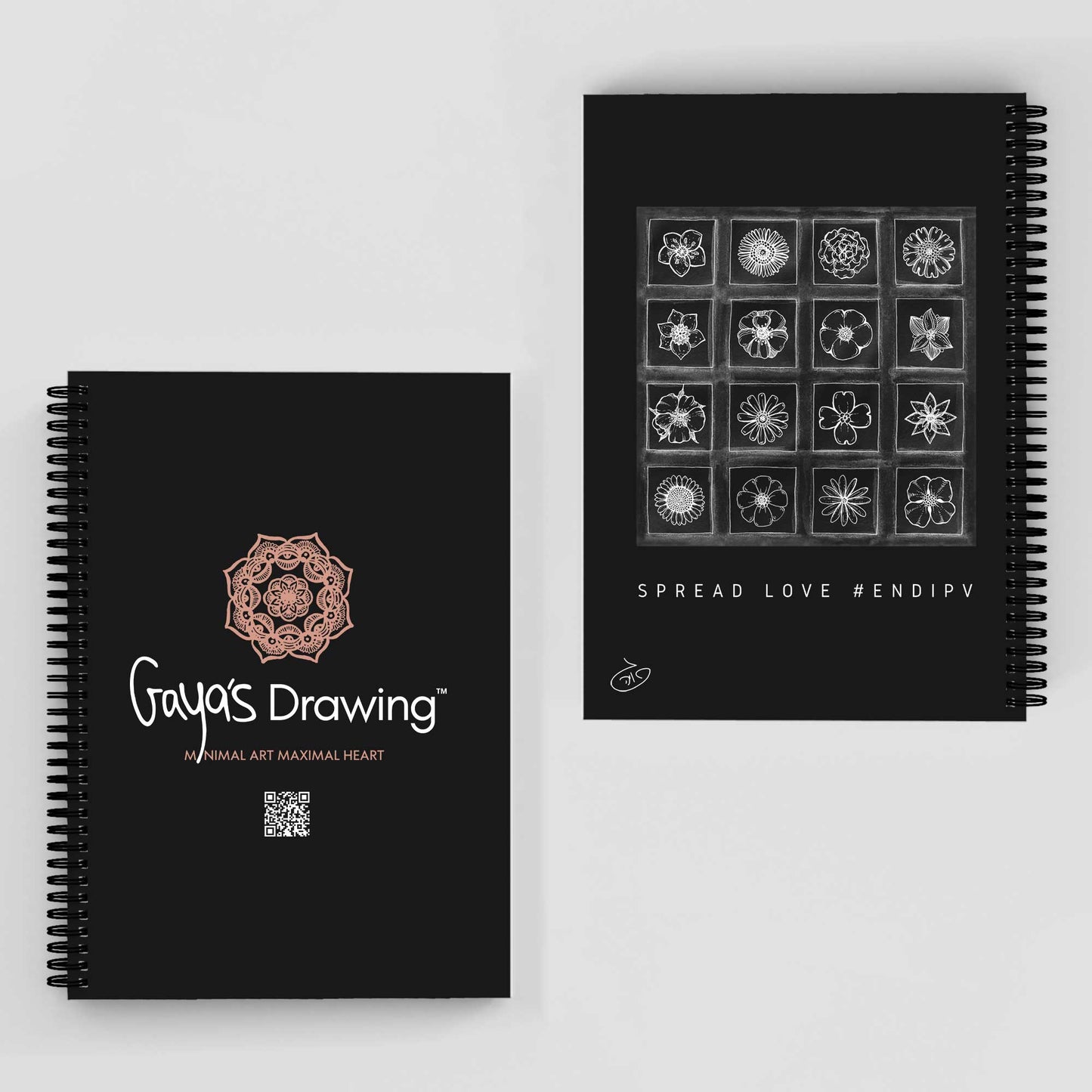 Several Flowers with Frames Notebook | Gaya's Drawing | מחברת ספירלה עם הציורים של גאיה