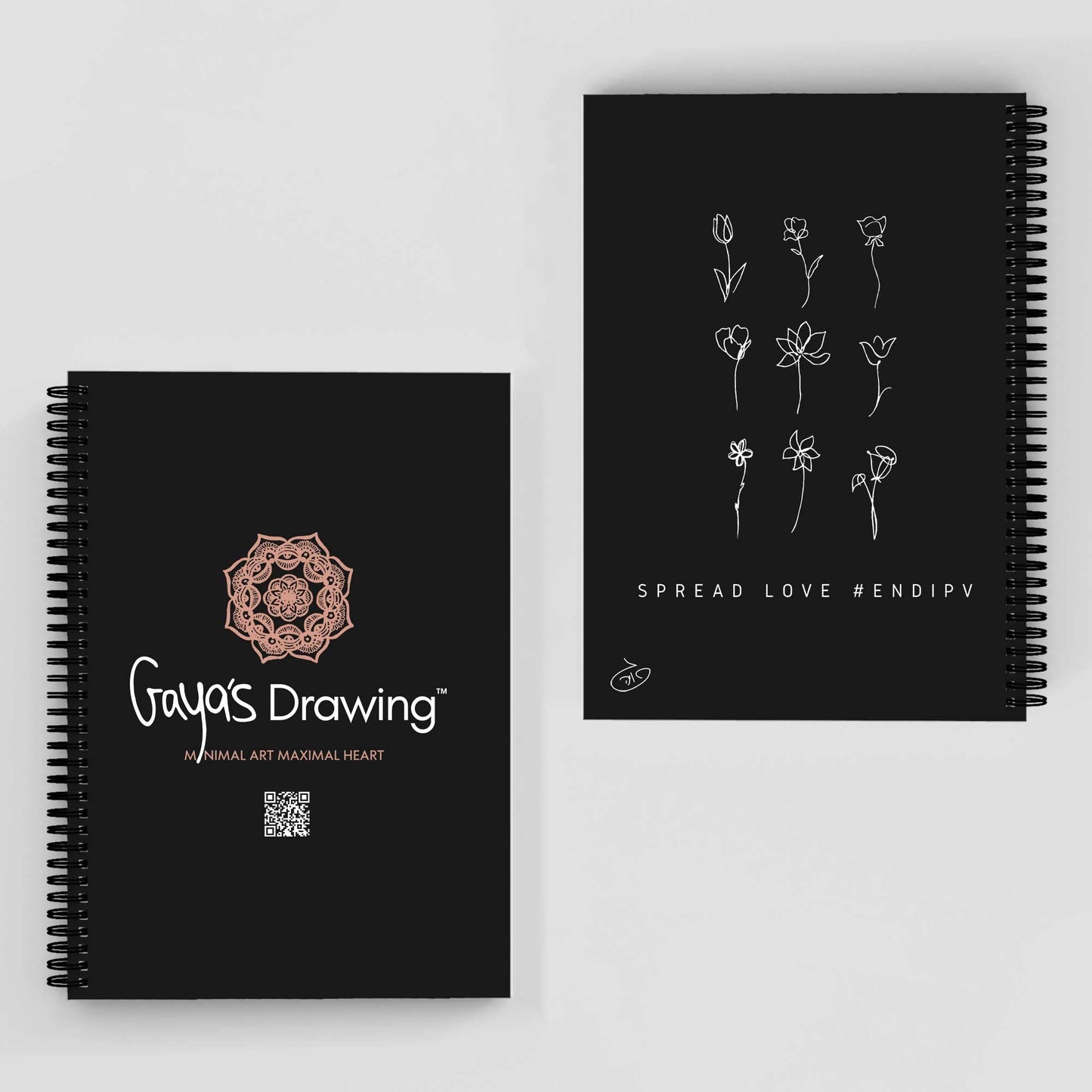 9 One Line Flowers Notebook | Gaya's Drawing | מחברת ספירלה עם הציורים של גאיה