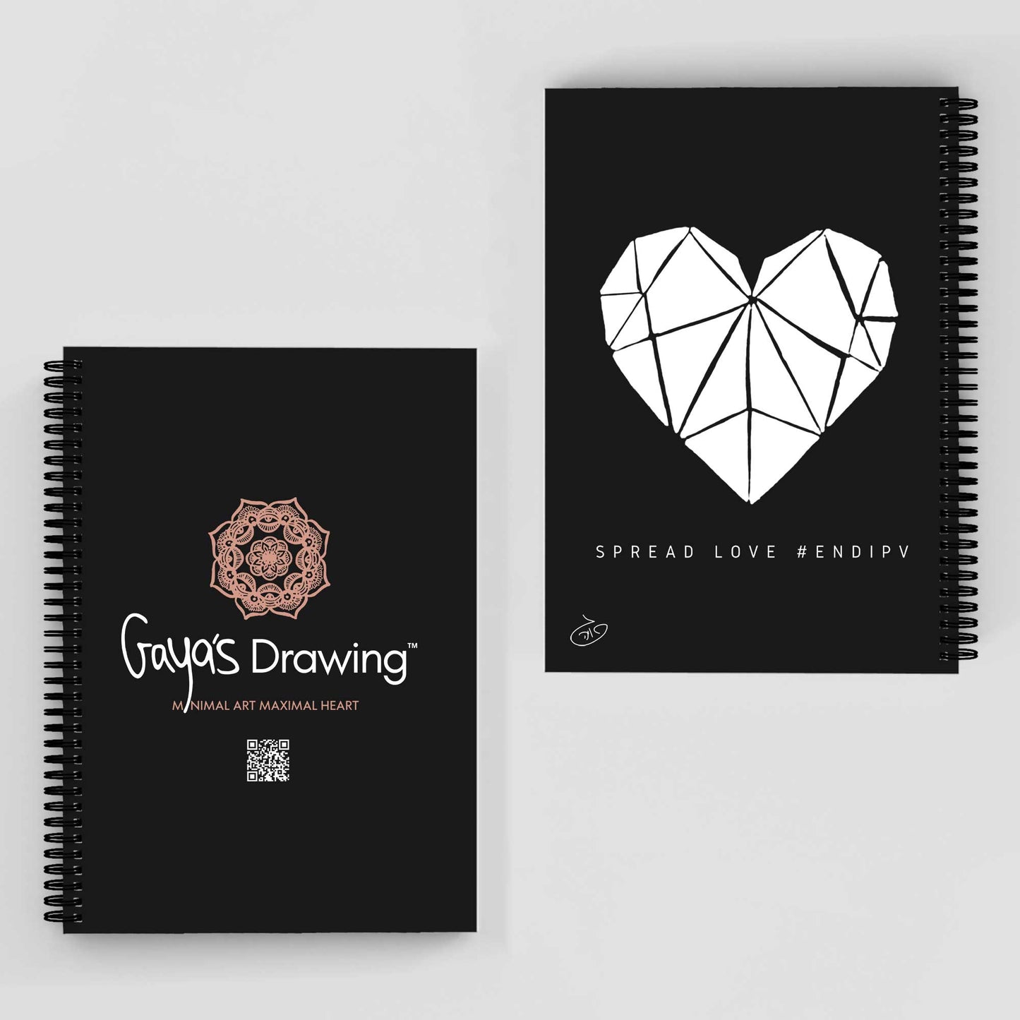 Geometric heart Notebook | Gaya's Drawing | מחברת ספירלה עם הציורים של גאיה