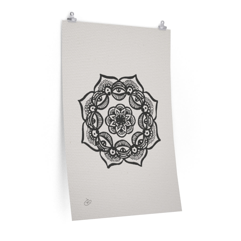 פוסטר Several eyes Mandala Poster ציור מקורי של גאיה המקדם את המודעות לאלימות בין בני זוג בכלל וכלפי נשים בפרט