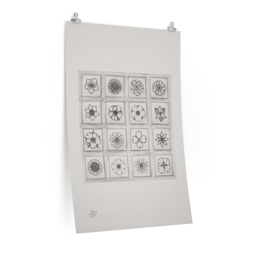 פוסטר Several Flowers with Frames Poster ציור מקורי של גאיה המקדם את המודעות לאלימות בין בני זוג בכלל וכלפי נשים בפרט