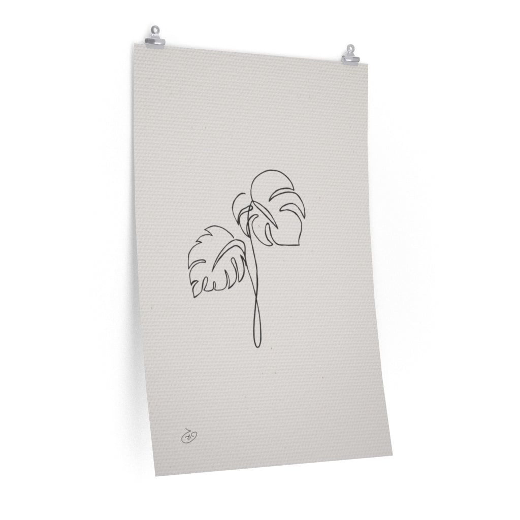 פוסטר One Line - Montserrat leaf Poster ציור מקורי של גאיה המקדם את המודעות לאלימות בין בני זוג בכלל וכלפי נשים בפרט
