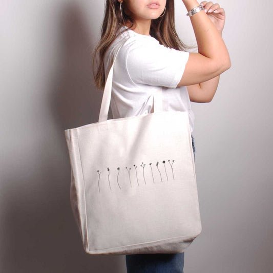 Row of One Line Flowers Tote Bag