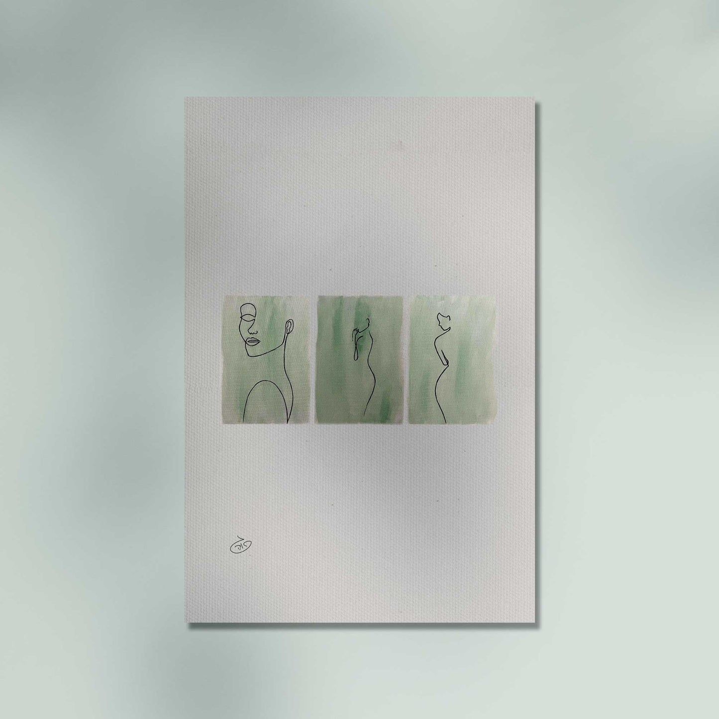 פוסטר One Line - 3 Ladies Poster ציור מקורי של גאיה המקדם את המודעות לאלימות בין בני זוג בכלל וכלפי נשים בפרט
