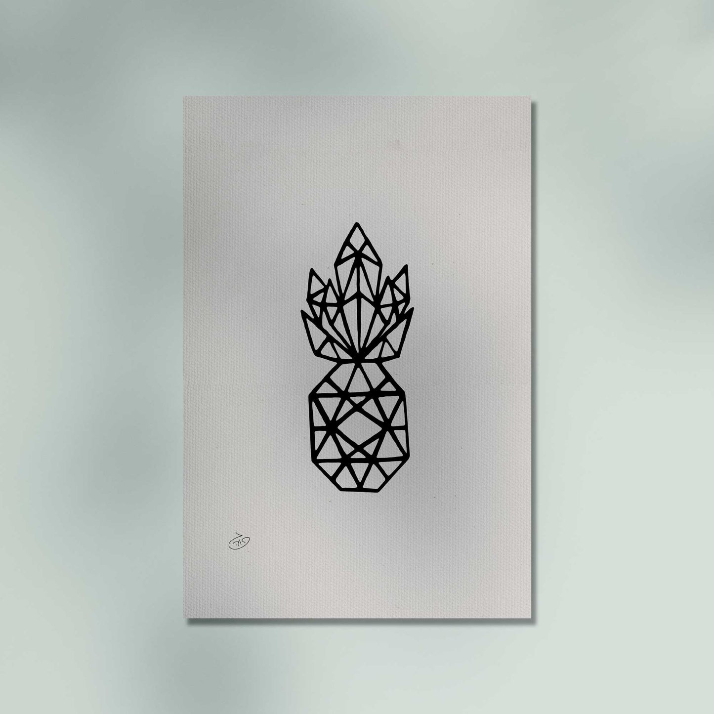 פוסטר One Line - Ananas Poster ציור מקורי של גאיה המקדם את המודעות לאלימות בין בני זוג בכלל וכלפי נשים בפרט