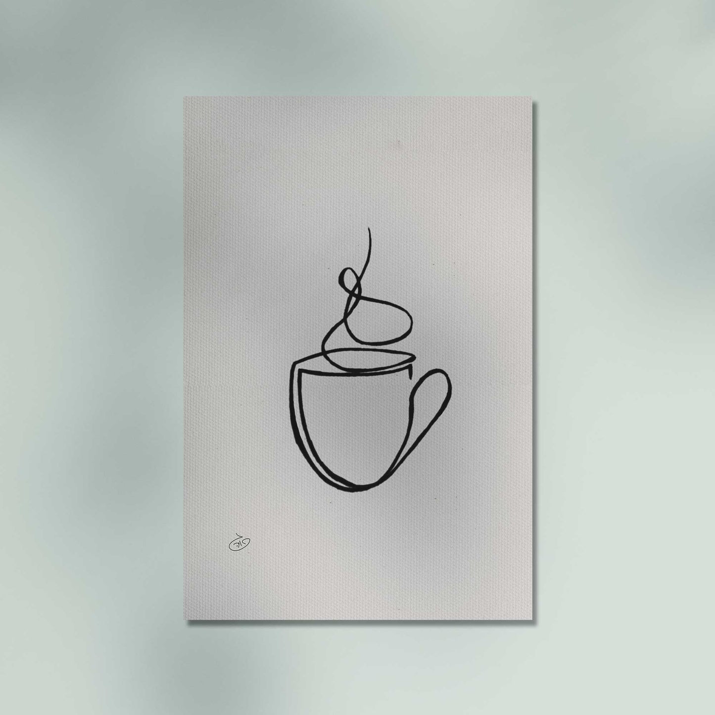 פוסטר One Line - coffee Poster ציור מקורי של גאיה המקדם את המודעות לאלימות בין בני זוג בכלל וכלפי נשים בפרט