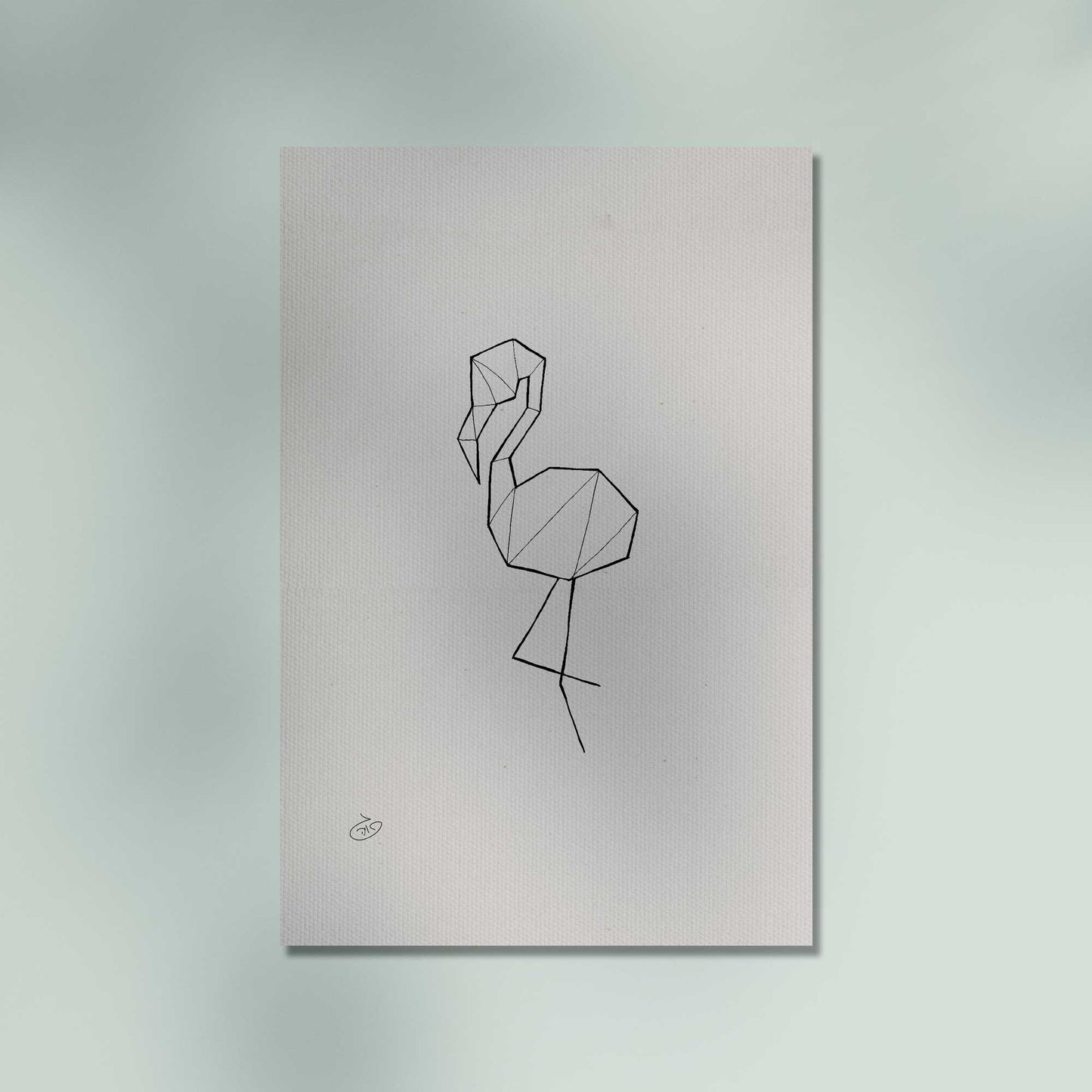 פוסטר One Line - Flamingo Poster ציור מקורי של גאיה המקדם את המודעות לאלימות בין בני זוג בכלל וכלפי נשים בפרט