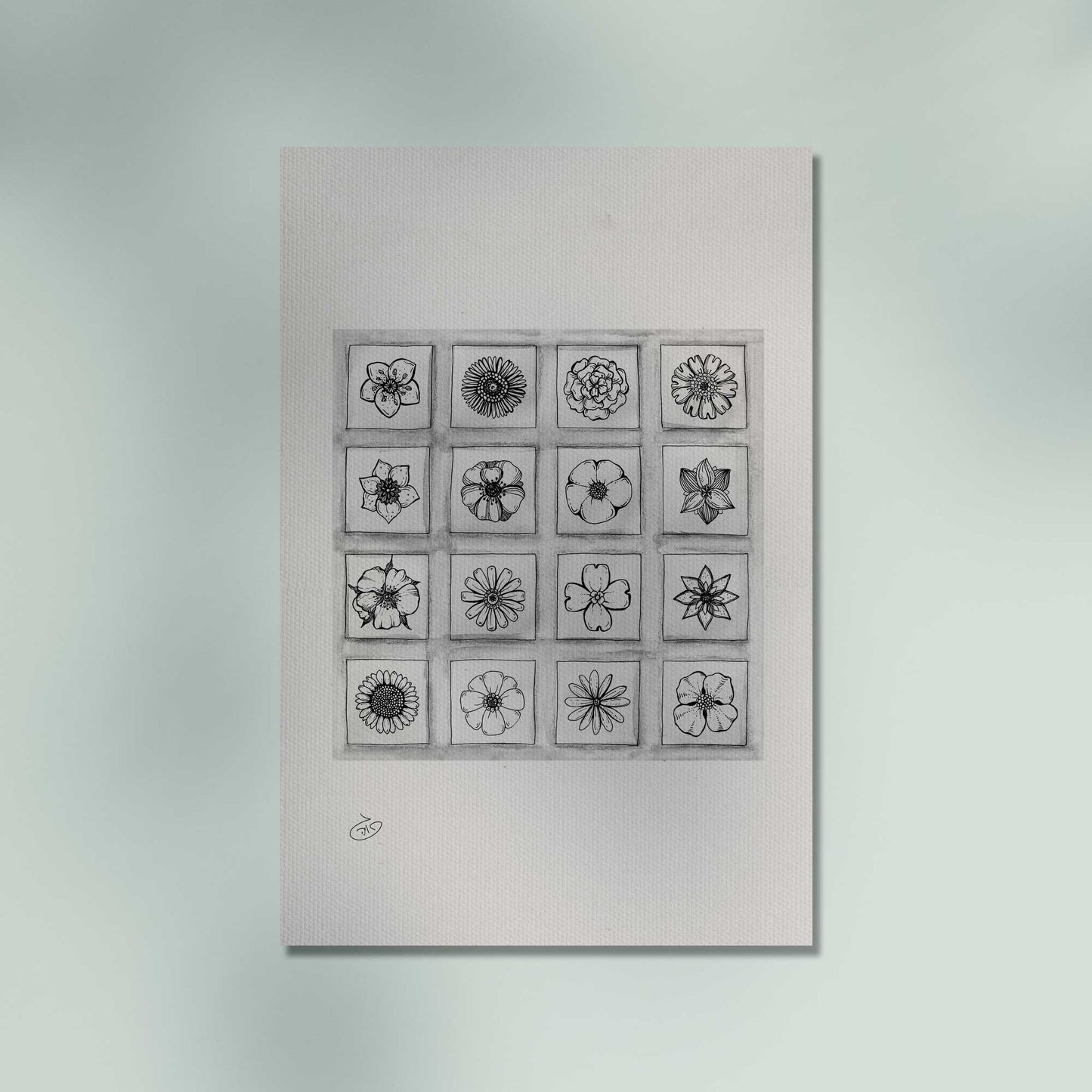פוסטר Several Flowers with Frames Poster ציור מקורי של גאיה המקדם את המודעות לאלימות בין בני זוג בכלל וכלפי נשים בפרט