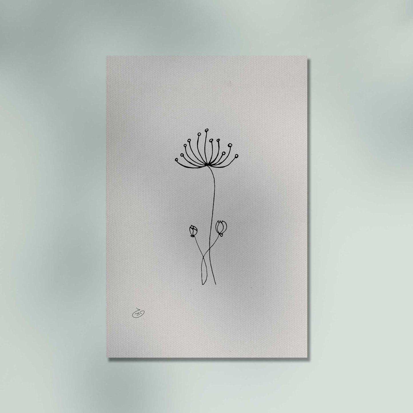 פוסטר One Line Flower - Drumsticks Poster ציור מקורי של גאיה המקדם את המודעות לאלימות בין בני זוג בכלל וכלפי נשים בפרט