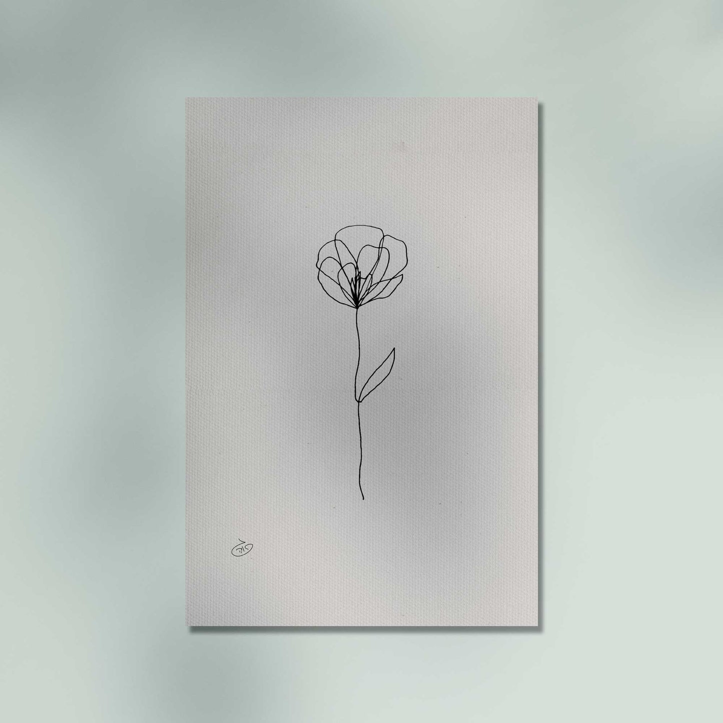 פוסטר One Line Flower - Peony Poster ציור מקורי של גאיה המקדם את המודעות לאלימות בין בני זוג בכלל וכלפי נשים בפרט