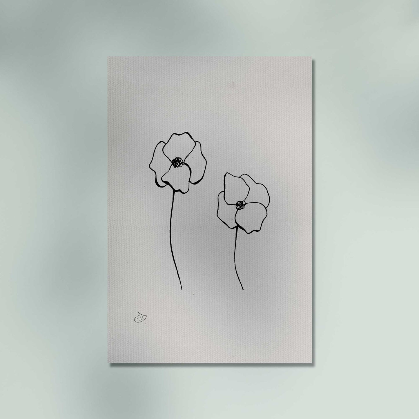 פוסטר One Line Flower - Poppy Poster ציור מקורי של גאיה המקדם את המודעות לאלימות בין בני זוג בכלל וכלפי נשים בפרט