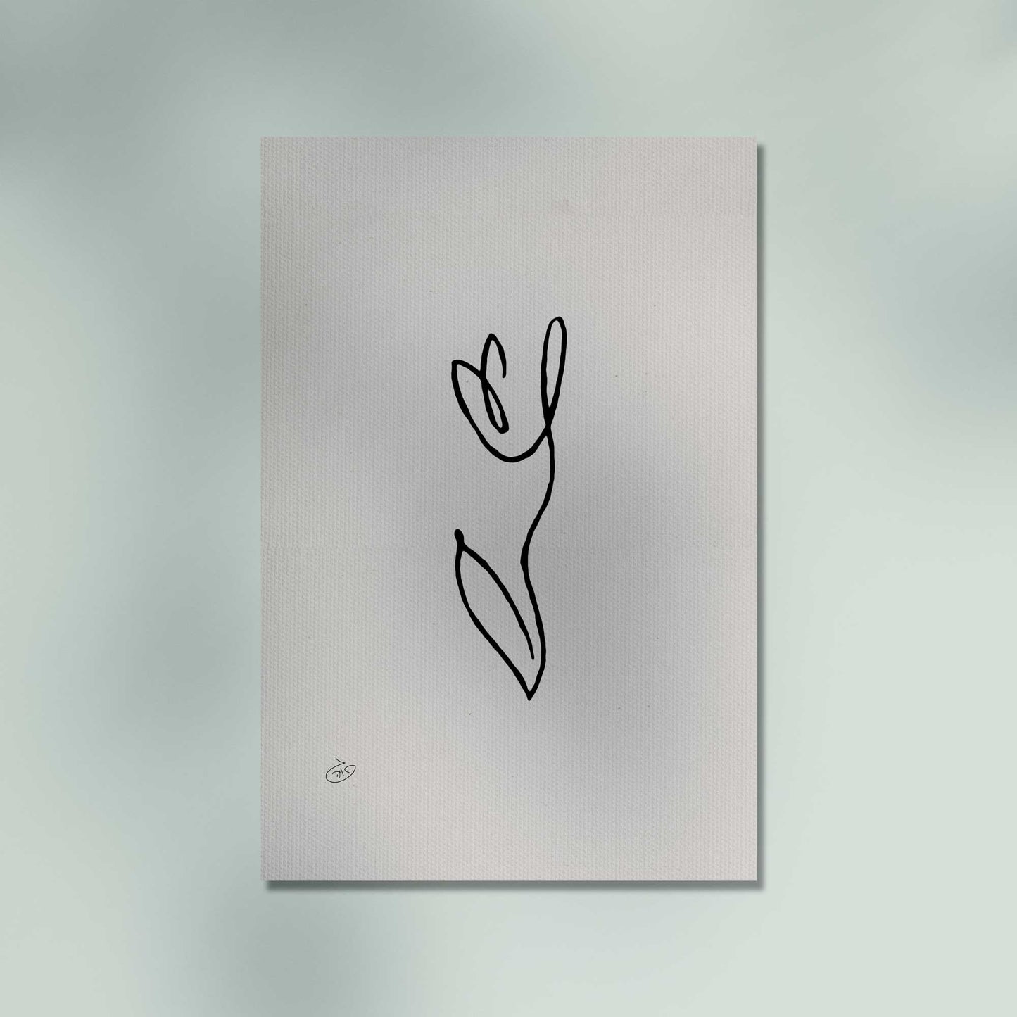 פוסטר One Line Flower - Snow Drop Poster ציור מקורי של גאיה המקדם את המודעות לאלימות בין בני זוג בכלל וכלפי נשים בפרט