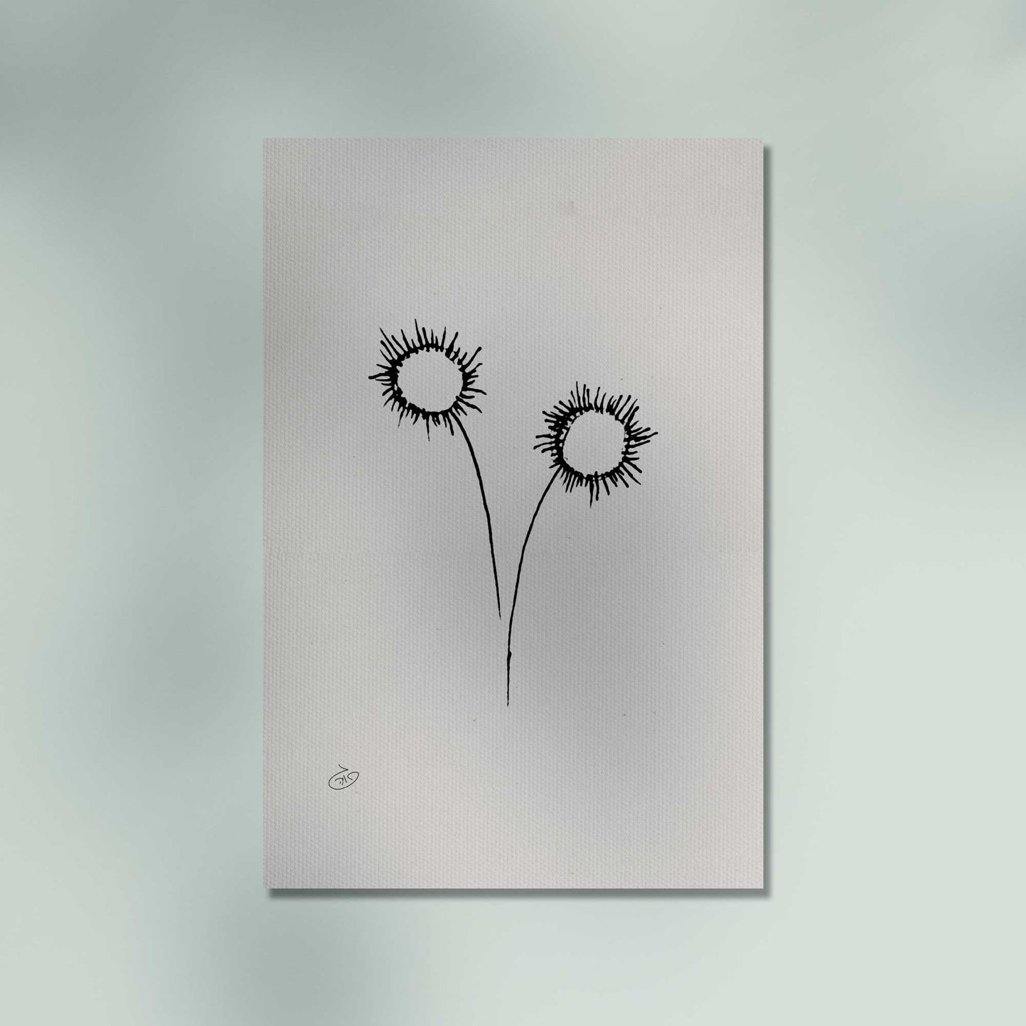 פוסטר One Line Flower - Sunny Poster ציור מקורי של גאיה המקדם את המודעות לאלימות בין בני זוג בכלל וכלפי נשים בפרט