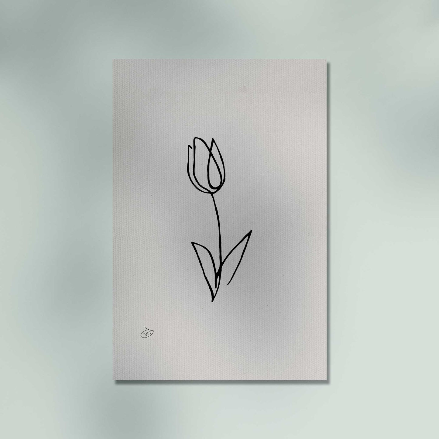 פוסטר One Line Flower - Tulip Poster ציור מקורי של גאיה המקדם את המודעות לאלימות בין בני זוג בכלל וכלפי נשים בפרט