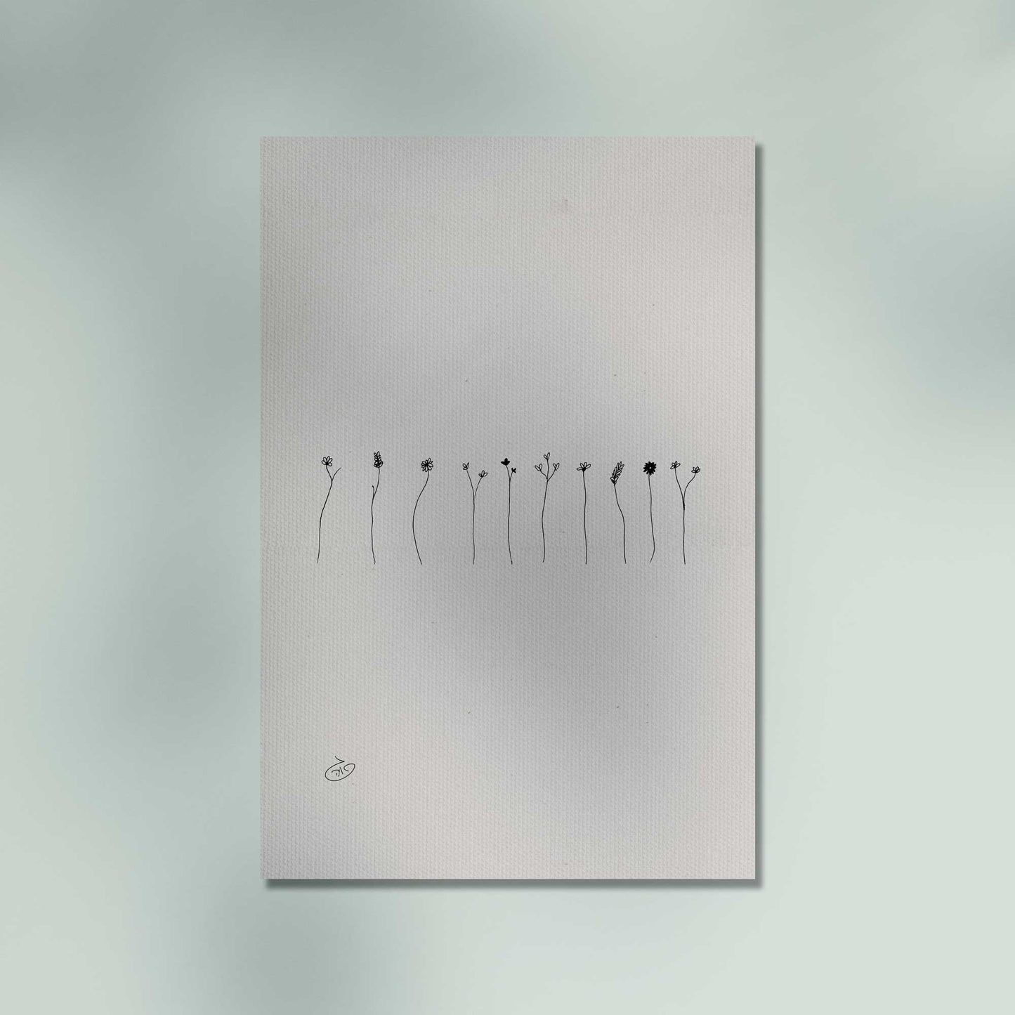 פוסטר Row of One Line Flowers Poster ציור מקורי של גאיה המקדם את המודעות לאלימות בין בני זוג בכלל וכלפי נשים בפרט