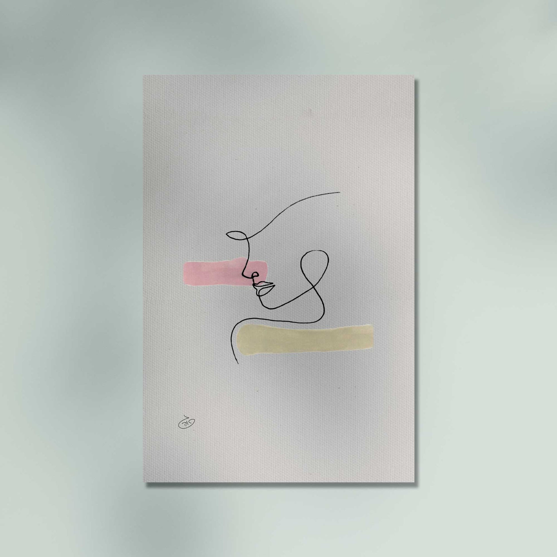 פוסטר One Line - Mon amour Poster ציור מקורי של גאיה המקדם את המודעות לאלימות בין בני זוג בכלל וכלפי נשים בפרט