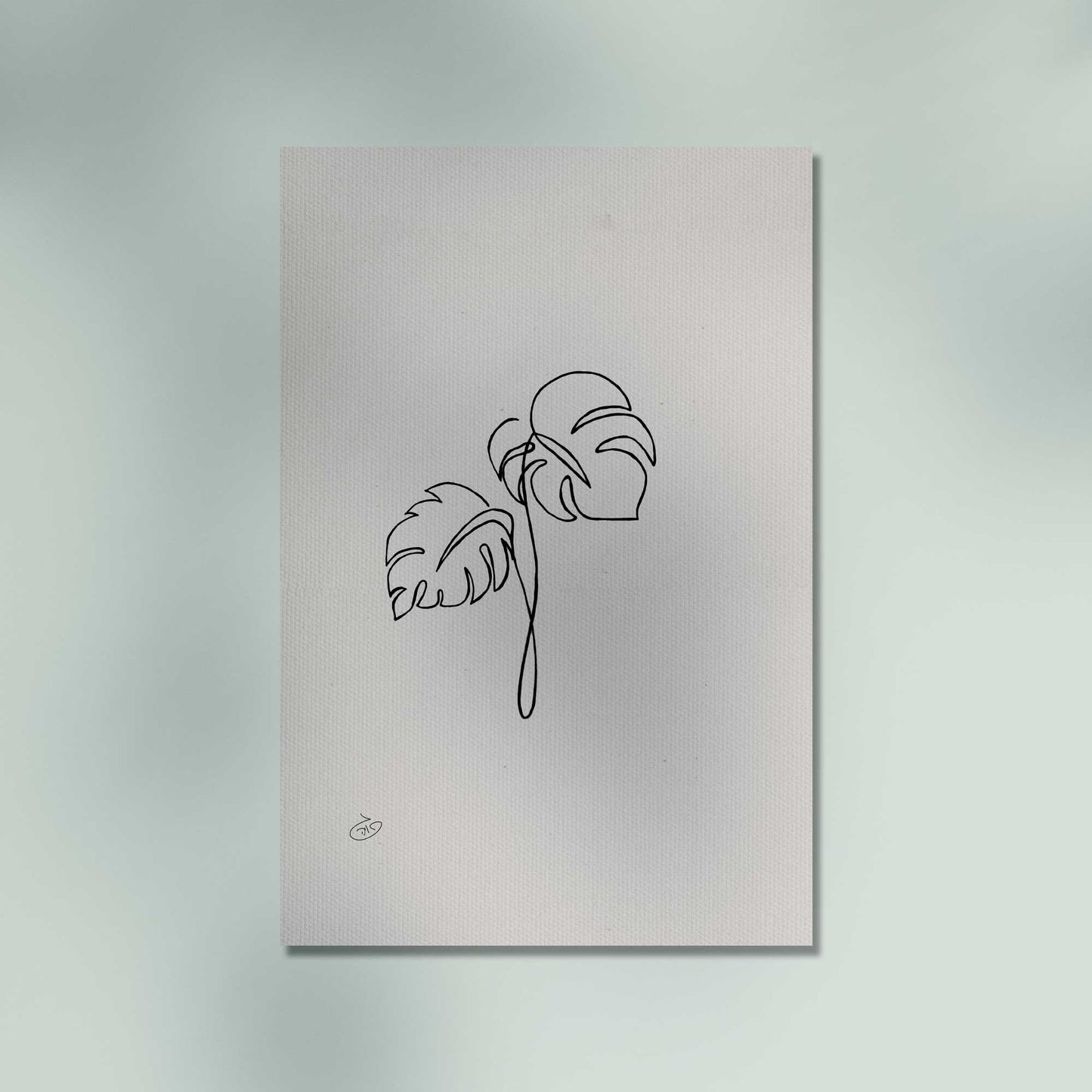פוסטר One Line - Montserrat leaf Poster ציור מקורי של גאיה המקדם את המודעות לאלימות בין בני זוג בכלל וכלפי נשים בפרט