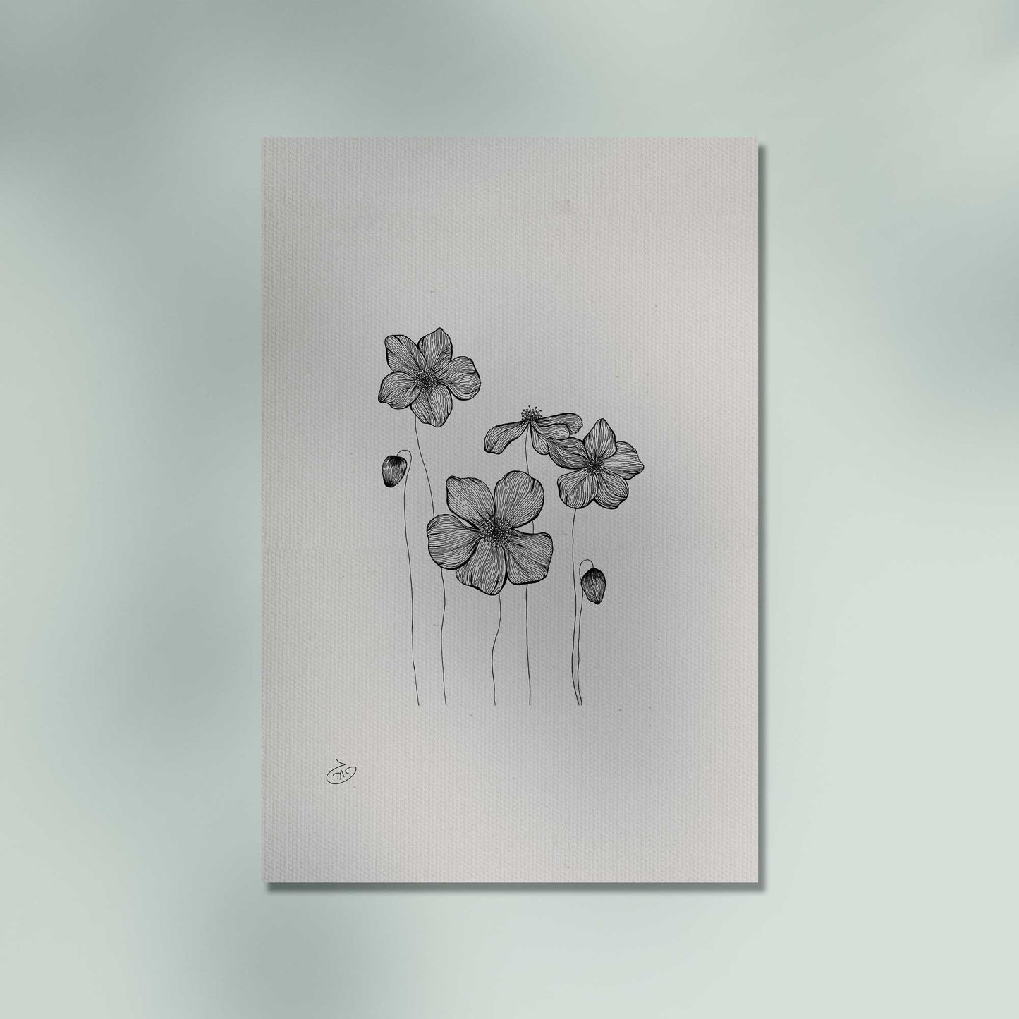 פוסטר Poppies Flowers Poster ציור מקורי של גאיה המקדם את המודעות לאלימות בין בני זוג בכלל וכלפי נשים בפרט