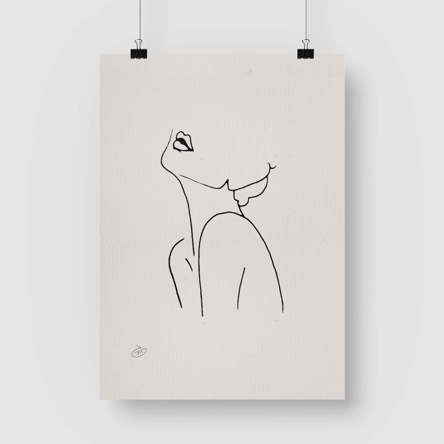 פוסטר One Line - Amalia Poster ציור מקורי של גאיה המקדם את המודעות לאלימות בין בני זוג בכלל וכלפי נשים בפרט
