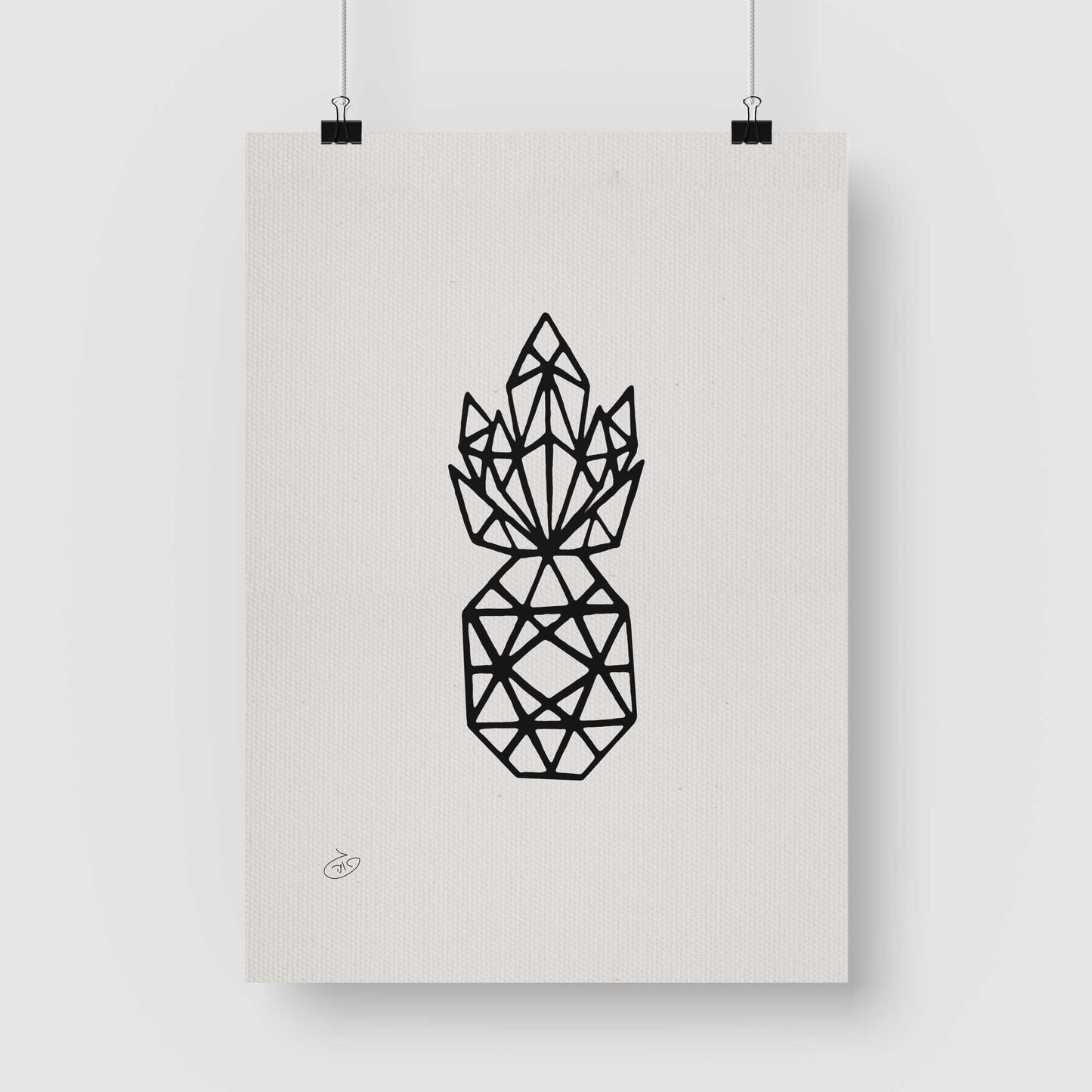 פוסטר One Line - Ananas Poster ציור מקורי של גאיה המקדם את המודעות לאלימות בין בני זוג בכלל וכלפי נשים בפרט