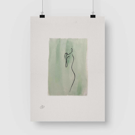 פוסטר One Line - Belle Poster ציור מקורי של גאיה המקדם את המודעות לאלימות בין בני זוג בכלל וכלפי נשים בפרט