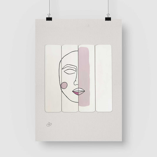 פוסטר One Line - Bonic Poster ציור מקורי של גאיה המקדם את המודעות לאלימות בין בני זוג בכלל וכלפי נשים בפרט