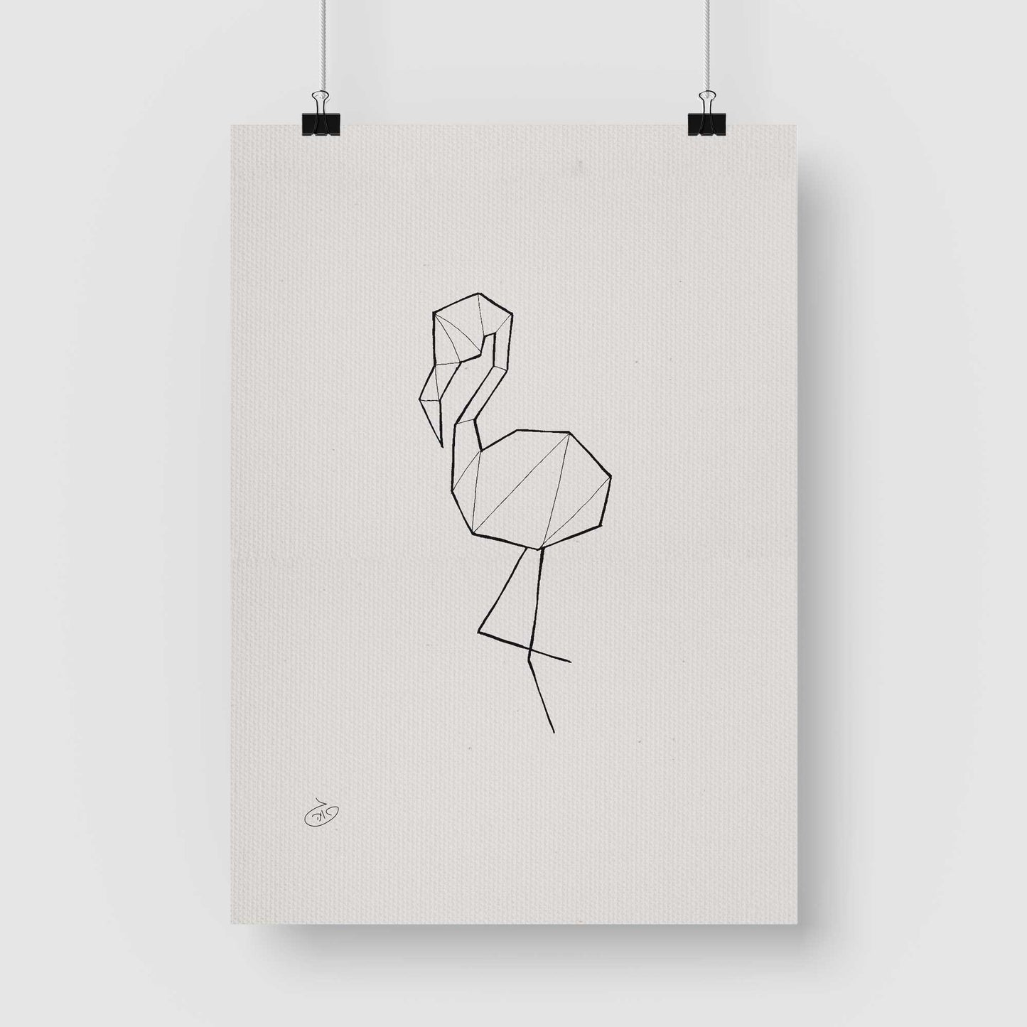 פוסטר One Line - Flamingo Poster ציור מקורי של גאיה המקדם את המודעות לאלימות בין בני זוג בכלל וכלפי נשים בפרט