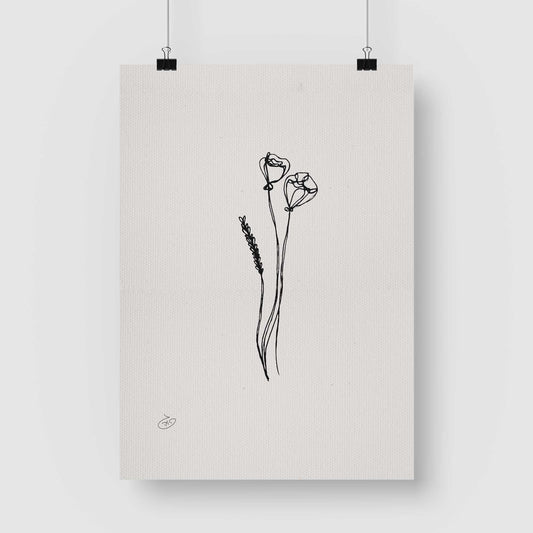 פוסטר One Line Floral - Bouquet Poster ציור מקורי של גאיה המקדם את המודעות לאלימות בין בני זוג בכלל וכלפי נשים בפרט
