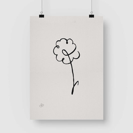 פוסטר One Line Flower - Calendula Poster ציור מקורי של גאיה המקדם את המודעות לאלימות בין בני זוג בכלל וכלפי נשים בפרט