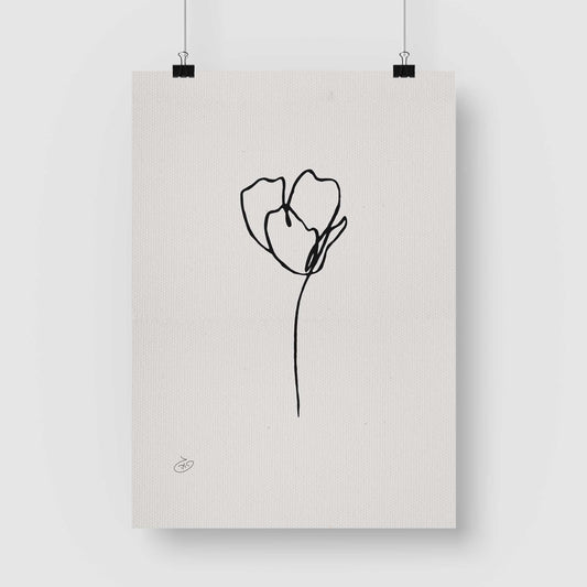 פוסטר One Line Flower - Camila Poster ציור מקורי של גאיה המקדם את המודעות לאלימות בין בני זוג בכלל וכלפי נשים בפרט