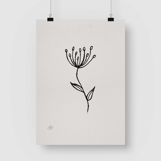 פוסטר One Line Floral - Drumsticks Poster ציור מקורי של גאיה המקדם את המודעות לאלימות בין בני זוג בכלל וכלפי נשים בפרט