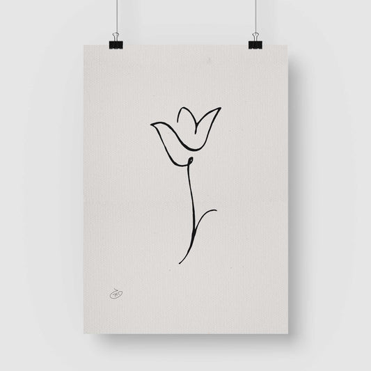 פוסטר One Line Flower - Harper Poster ציור מקורי של גאיה המקדם את המודעות לאלימות בין בני זוג בכלל וכלפי נשים בפרט
