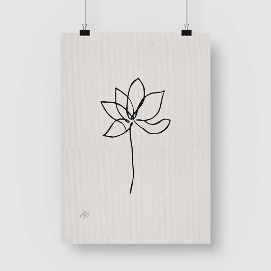 פוסטר One Line Flower - Lily Poster ציור מקורי של גאיה המקדם את המודעות לאלימות בין בני זוג בכלל וכלפי נשים בפרט