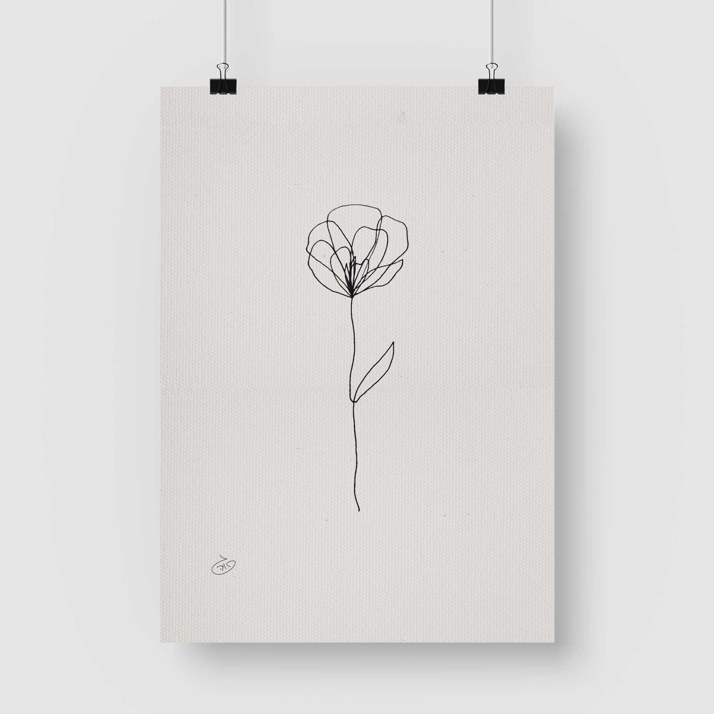פוסטר One Line Flower - Peony Poster ציור מקורי של גאיה המקדם את המודעות לאלימות בין בני זוג בכלל וכלפי נשים בפרט