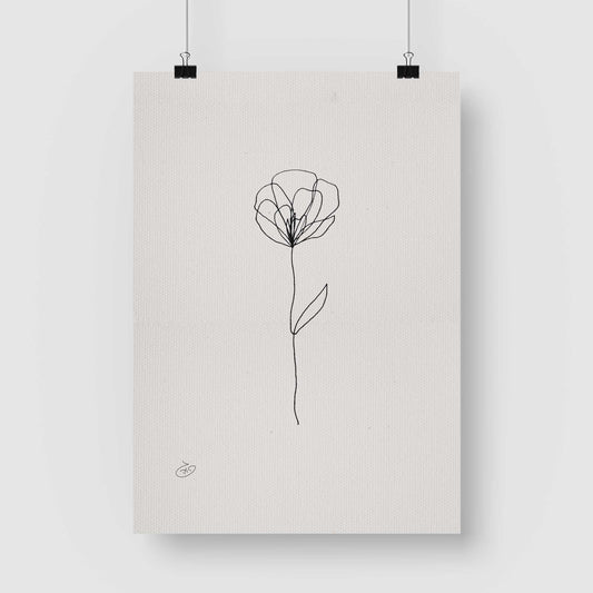 פוסטר One Line Flower - Peony Poster ציור מקורי של גאיה המקדם את המודעות לאלימות בין בני זוג בכלל וכלפי נשים בפרט